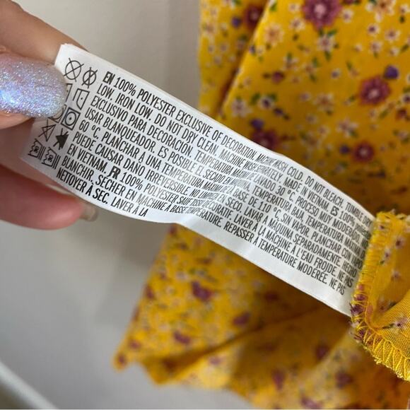 Forever 21 Yellow Floral Spaghetti Strap Cami Tank Top Size L Boho Summer - Picture 8 of 8